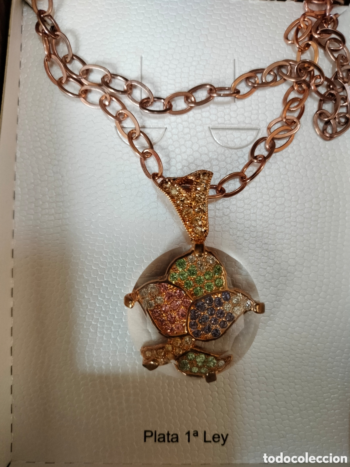 Antig&uuml;edades: Colgante Swarovski Plata de Ley Rodiado Rosado