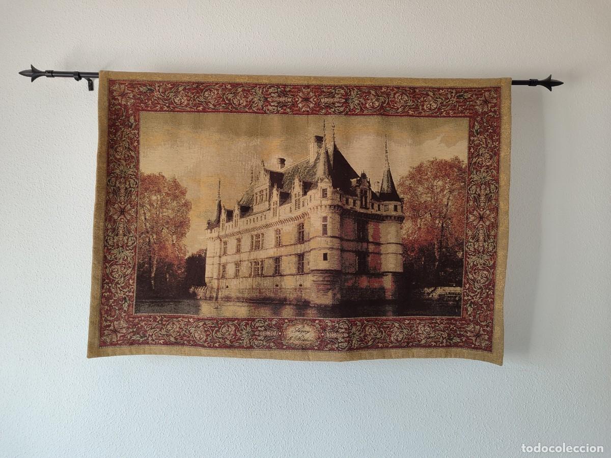 Antig&uuml;edades: Tapiz Belga Castillo Azay-le-Rideau (95x135 cm) 100% Algod&oacute;n