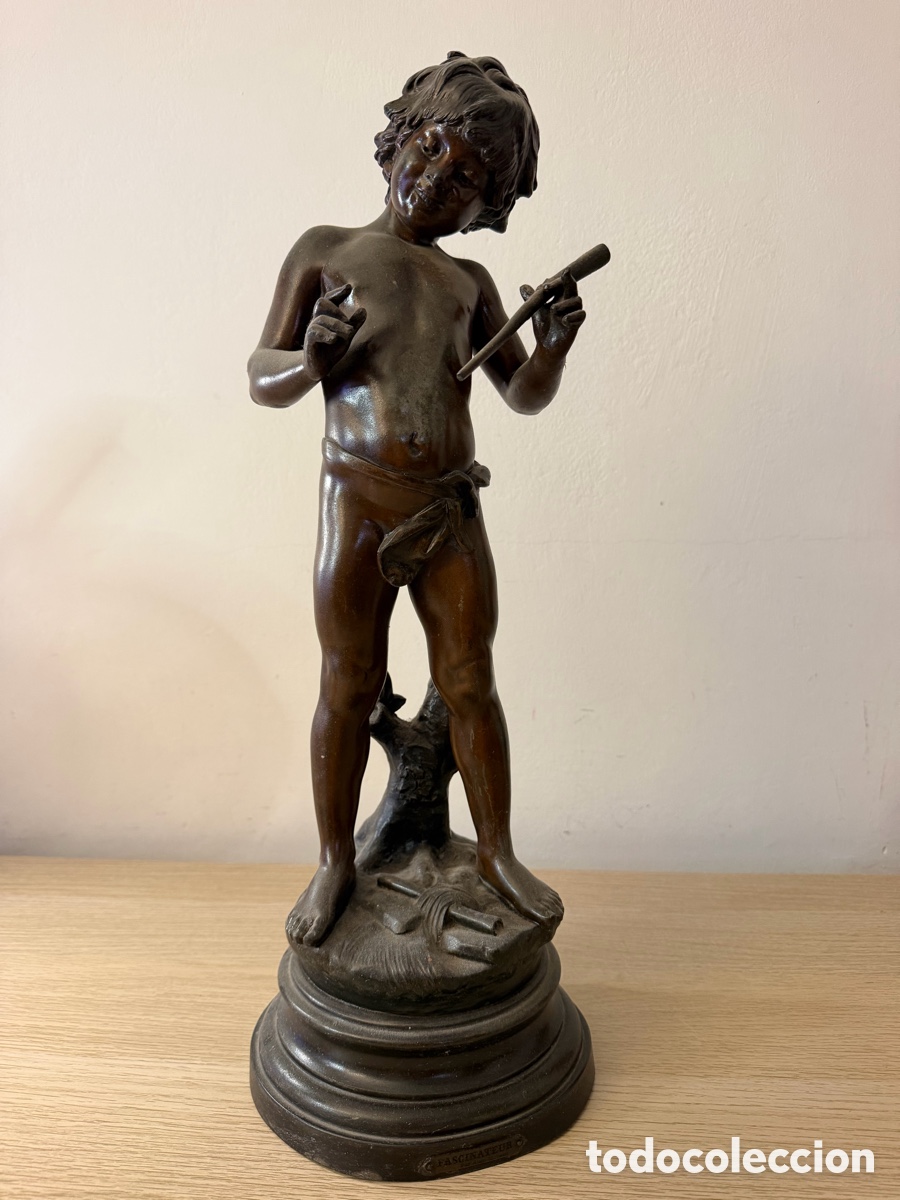 Antig&uuml;edades: Escultira &ldquo;fascinateur&rdquo; Auguste Moreau. Aleaci&oacute;n Altura 53 con