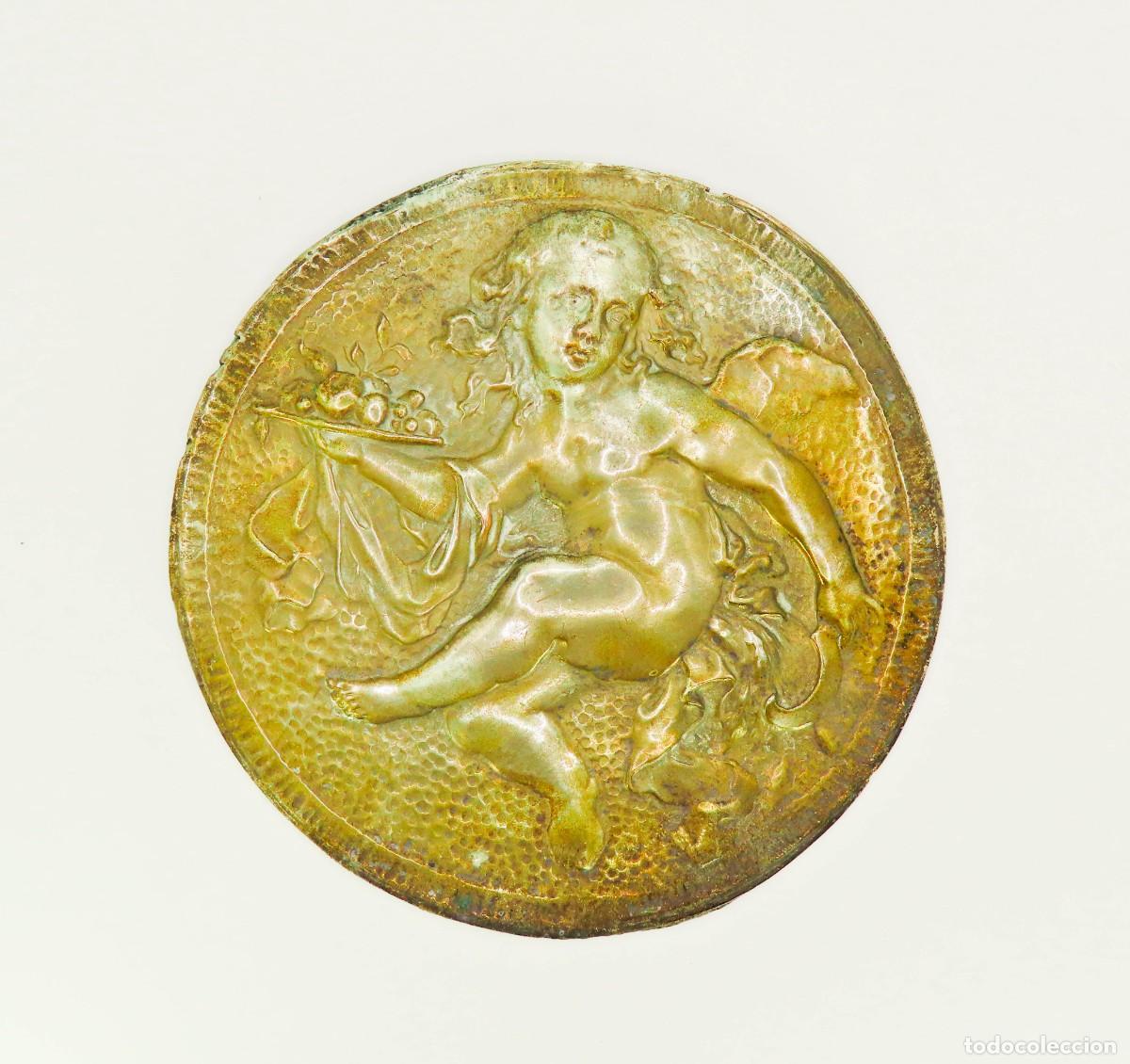 Antig&uuml;edades: &Aacute;NGEL QUERUB&Iacute;N PUTTO ALADO PLACA TONDO MEDALL&Oacute;N R&Eacute;PLICA MUSEO MUNICH