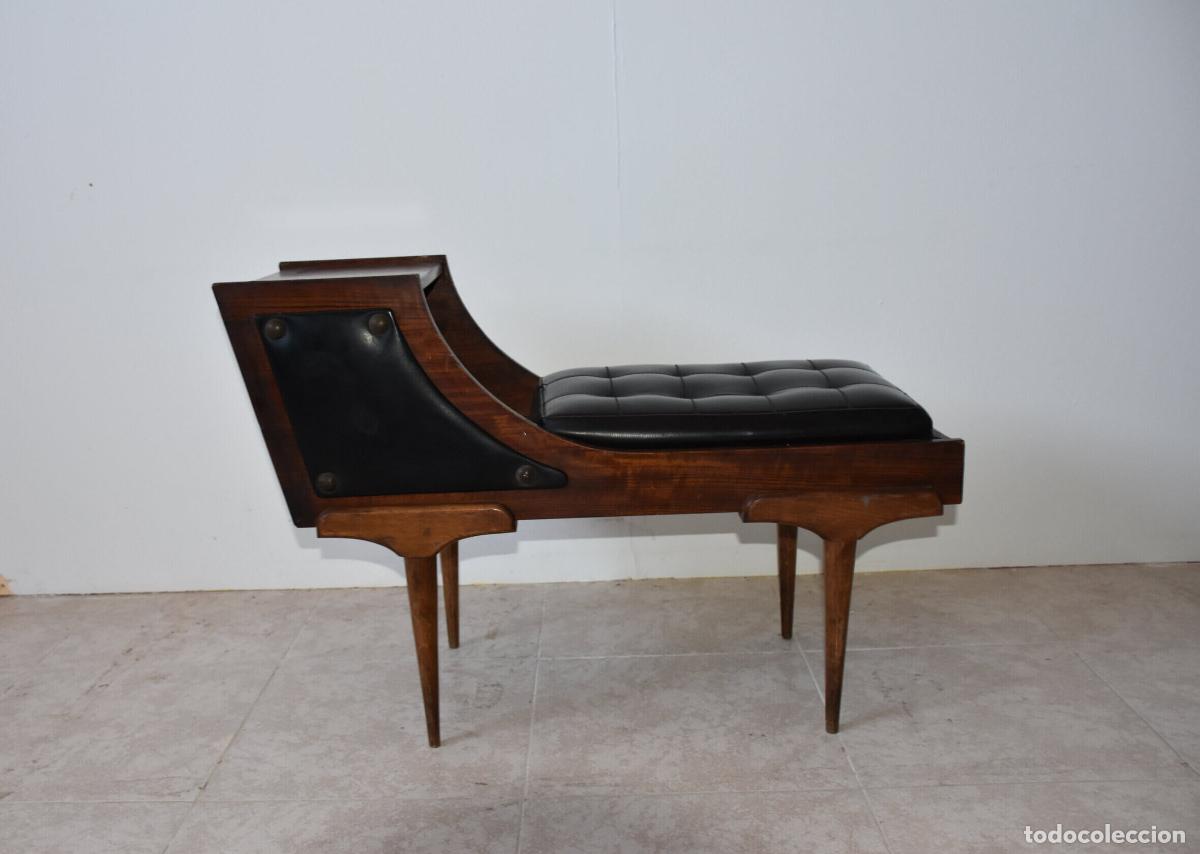 Antiques: Banqueta telefonera Mid Century capitone