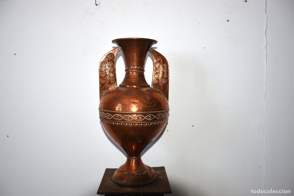 Antiques: Jarron o anfora dos asas de cobre