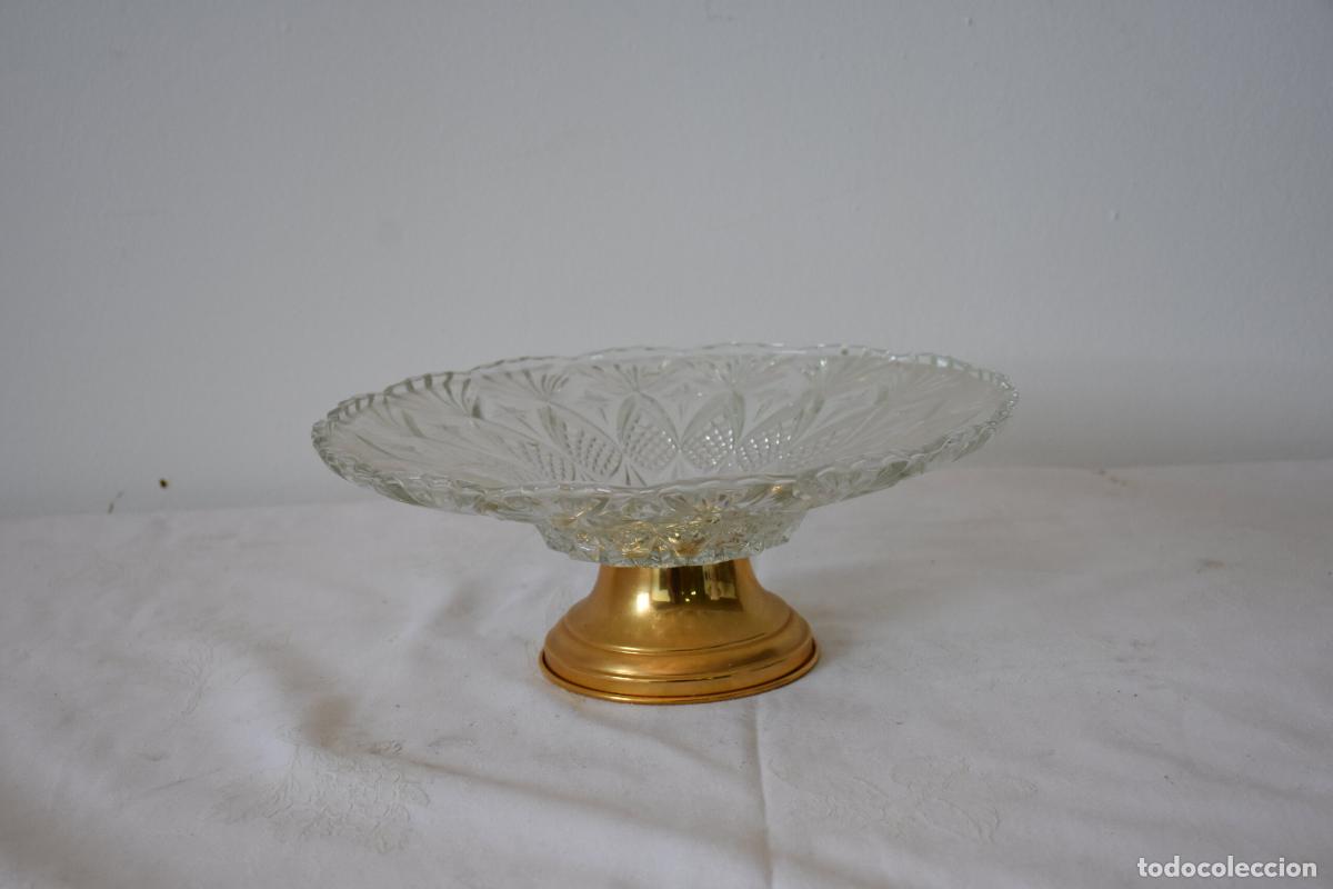 Antiques: Centro de mesa cristal y laton dorado