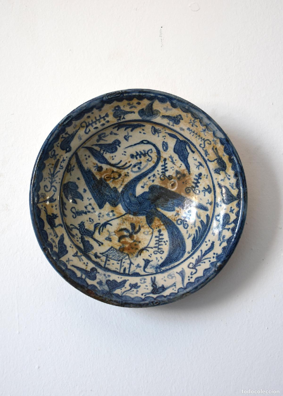 Antig&uuml;edades: Cuenco de ceramica motivo ave