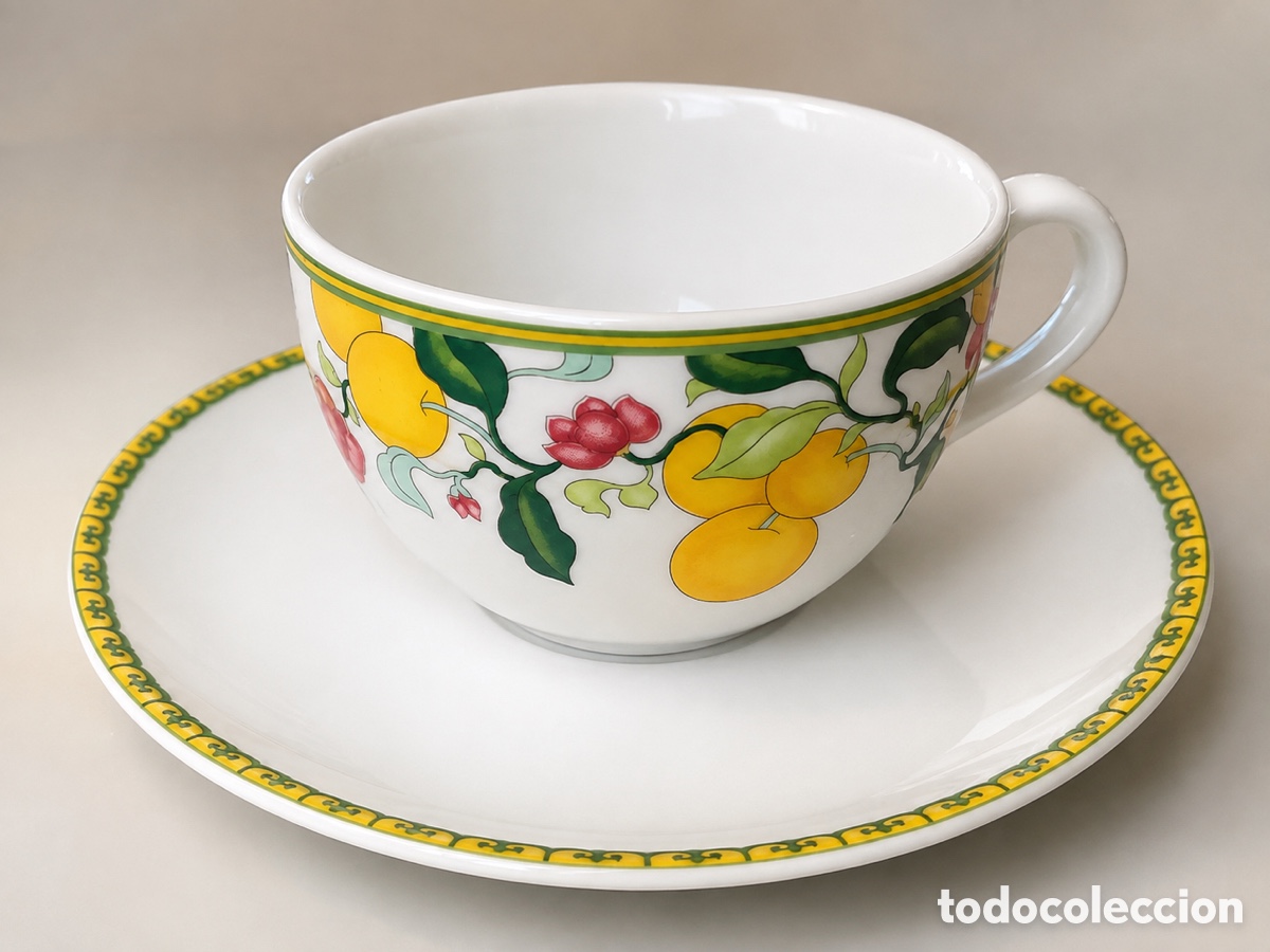 Antig&uuml;edades: Juego de 6 tazas y platillos Vista Alegre Portugal &ndash; porcelana vintage