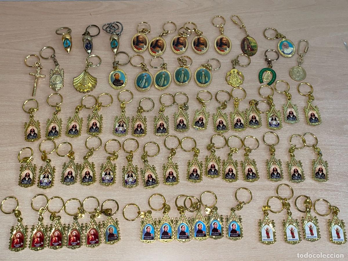 Antig&uuml;edades: 25- Lote 67 Llaveros Dorados religiosos Judas Tadeo Milagrosa Cristo Medinaceli Sta Gema S.Pancracio