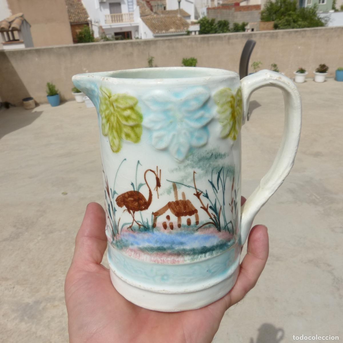 Antig&uuml;edades: Bonita jarra de loza, manises? 356gr, 14,5cm.