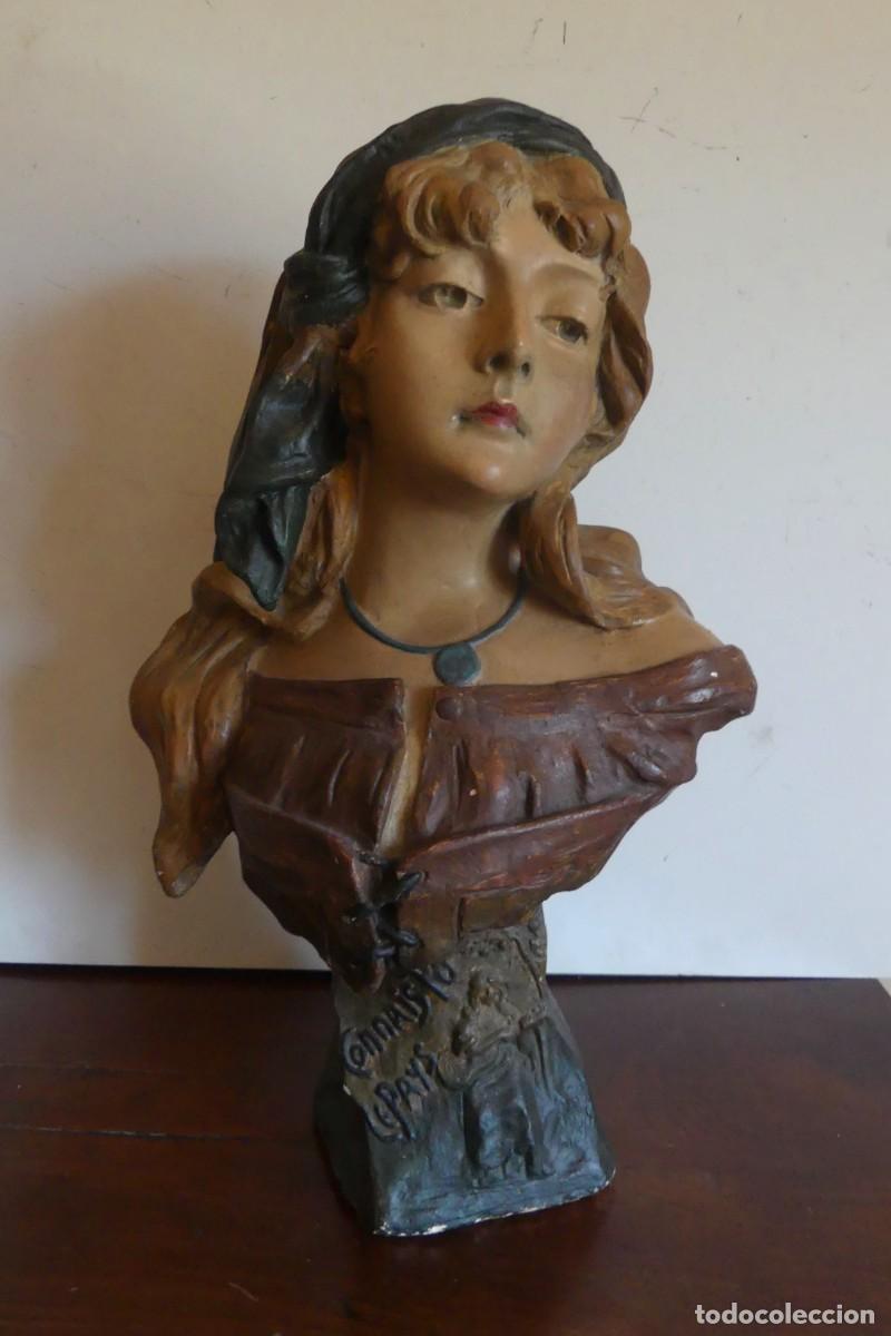 Antig&uuml;edades: BELLO BUSTO FEMENINO DE ESCAYOLA MODERNISTA SIGLO XIX ( PAGO POR BIZUM )