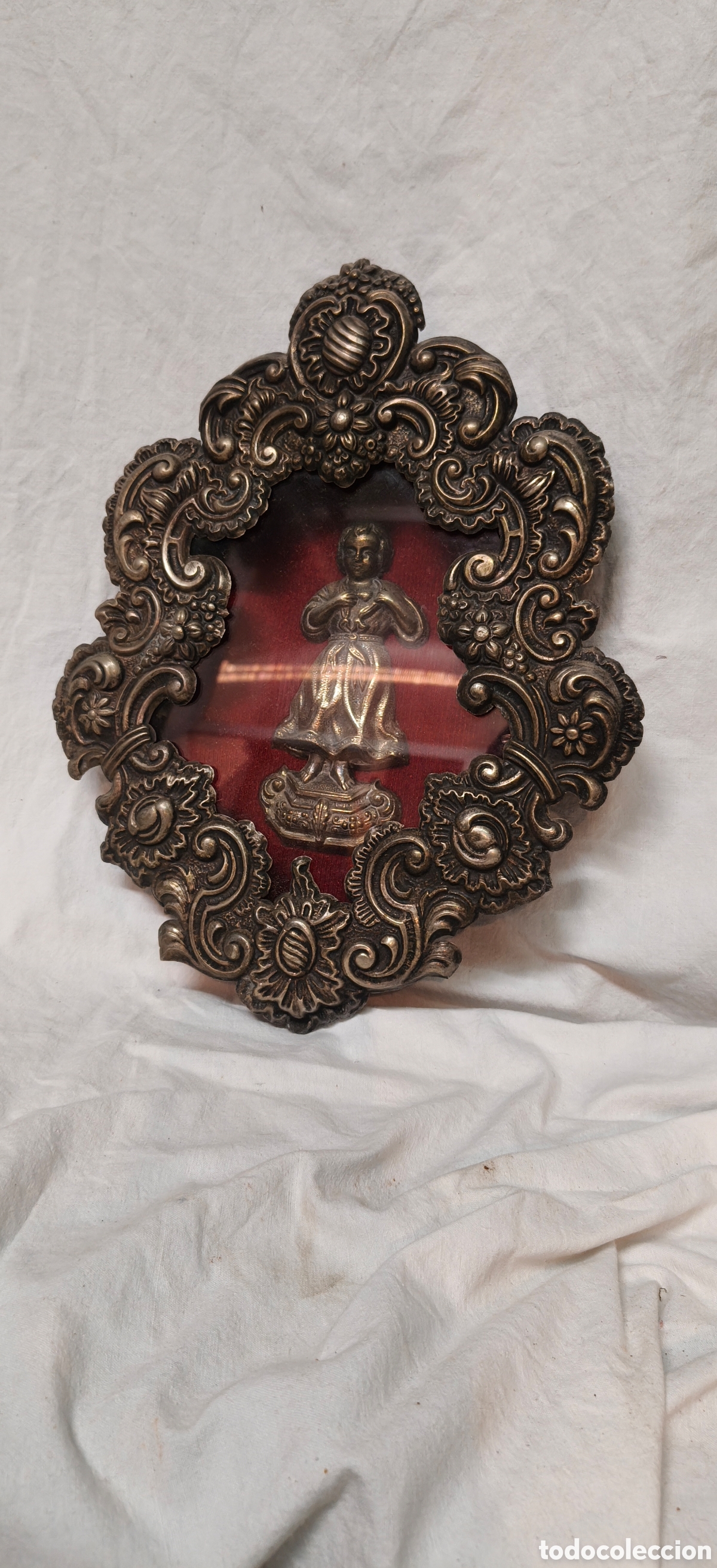 Antig&uuml;edades: Gran Relicario de Capilla (35cm) Neobarroco - Ni&ntilde;o Jes&uacute;s - Metal Repujado