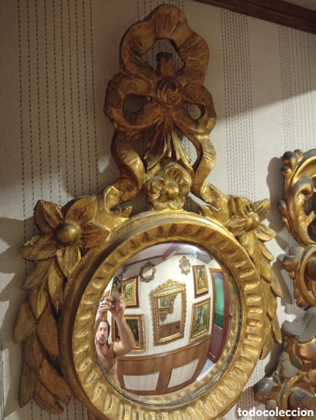 Antig&uuml;edades: Espejo de madera dorado - Foto 2