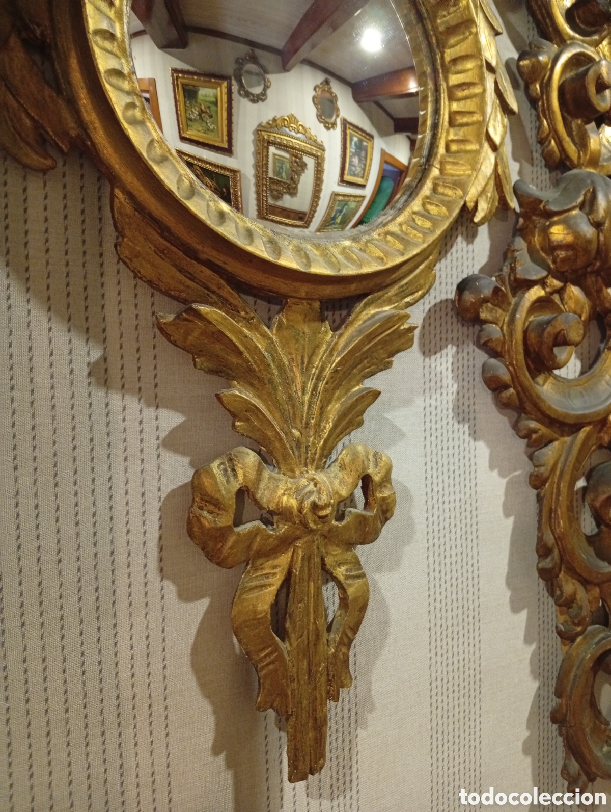 Antig&uuml;edades: Espejo de madera dorado - Foto 3