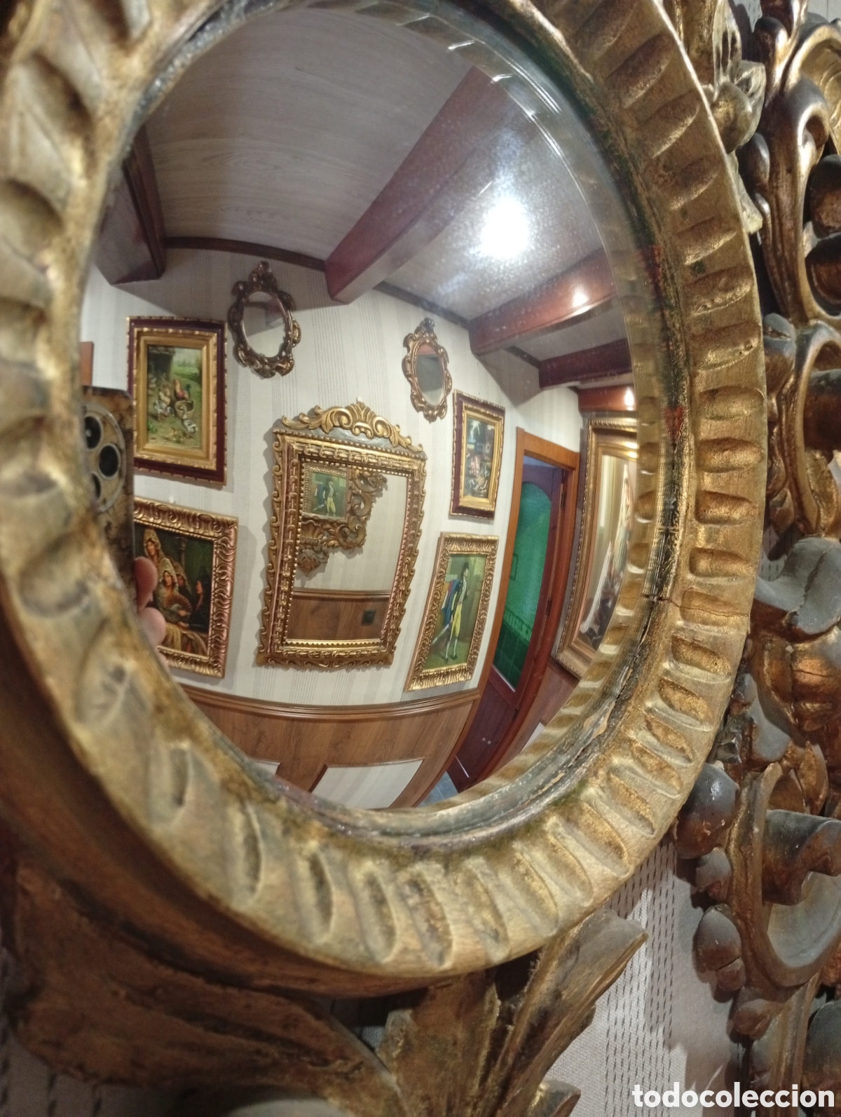 Antig&uuml;edades: Espejo de madera dorado - Foto 4