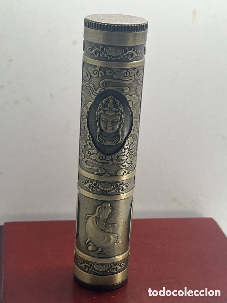 Antig&uuml;edades: CAJA DE BRONCE TEMA BUDISTA ,