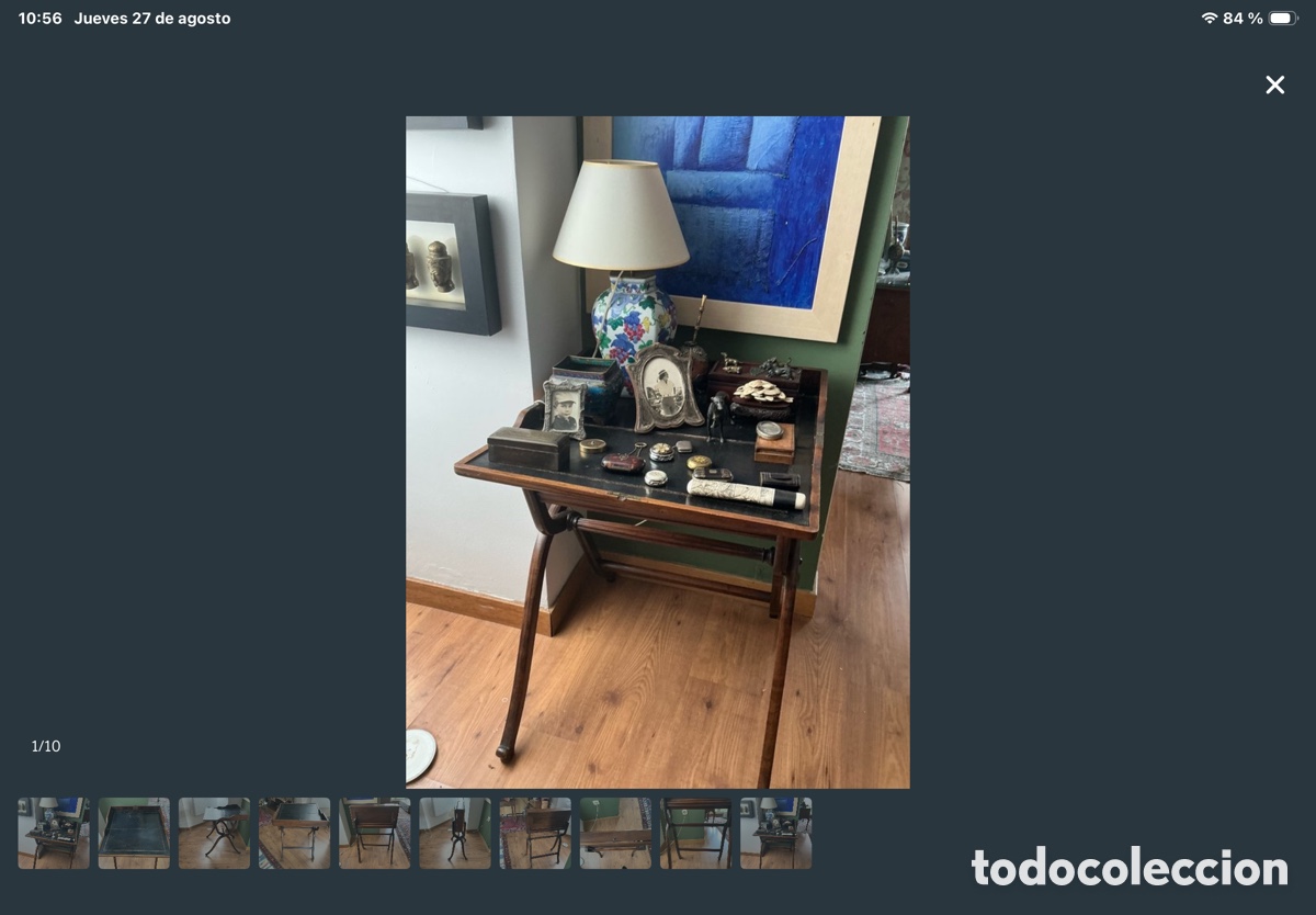 Antig&uuml;edades: mesa o escritorio plegable de estilo campa&ntilde;a
