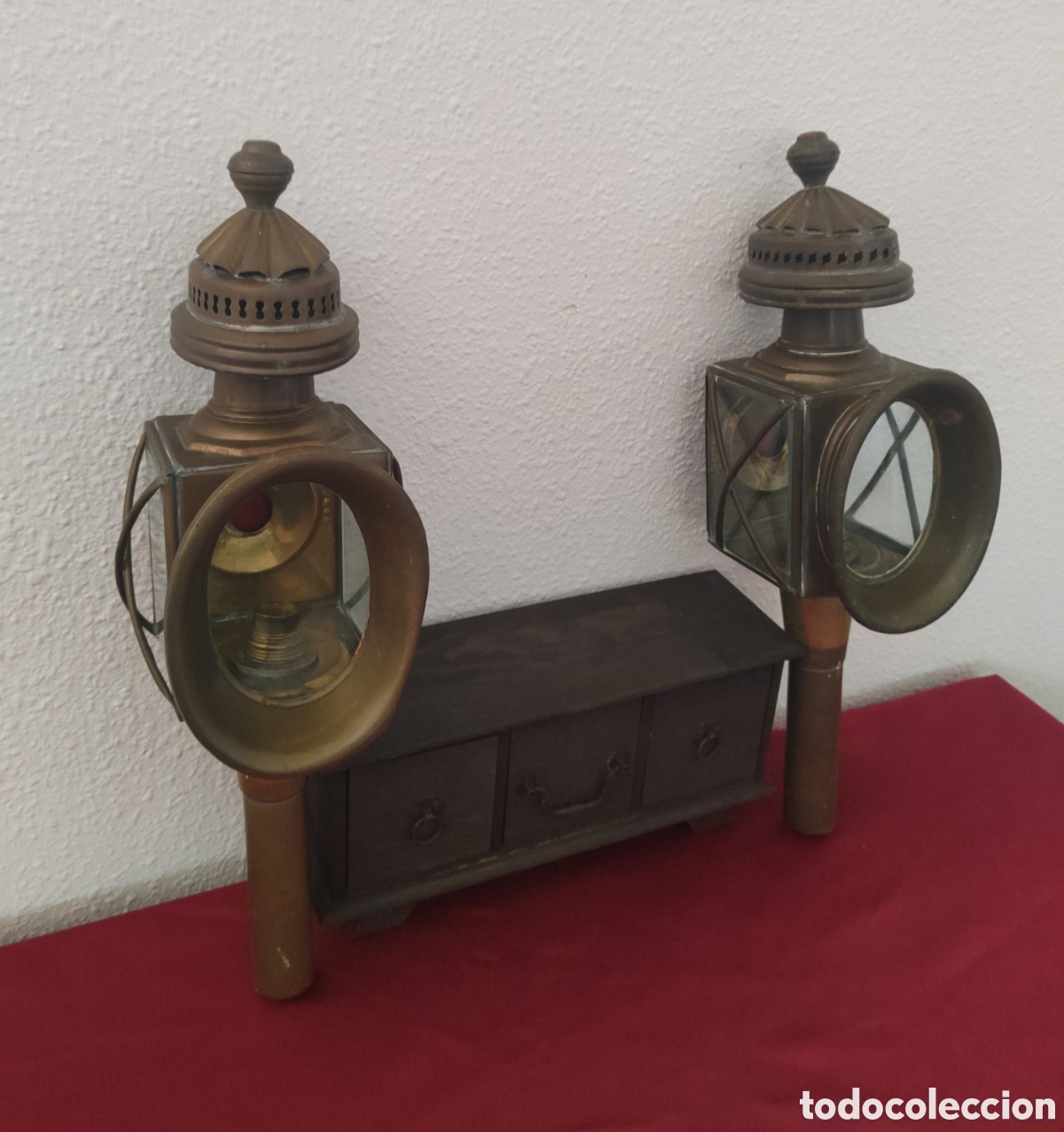 Antig&uuml;edades: Pareja Faroles Antiguos Carruaje (44cm)