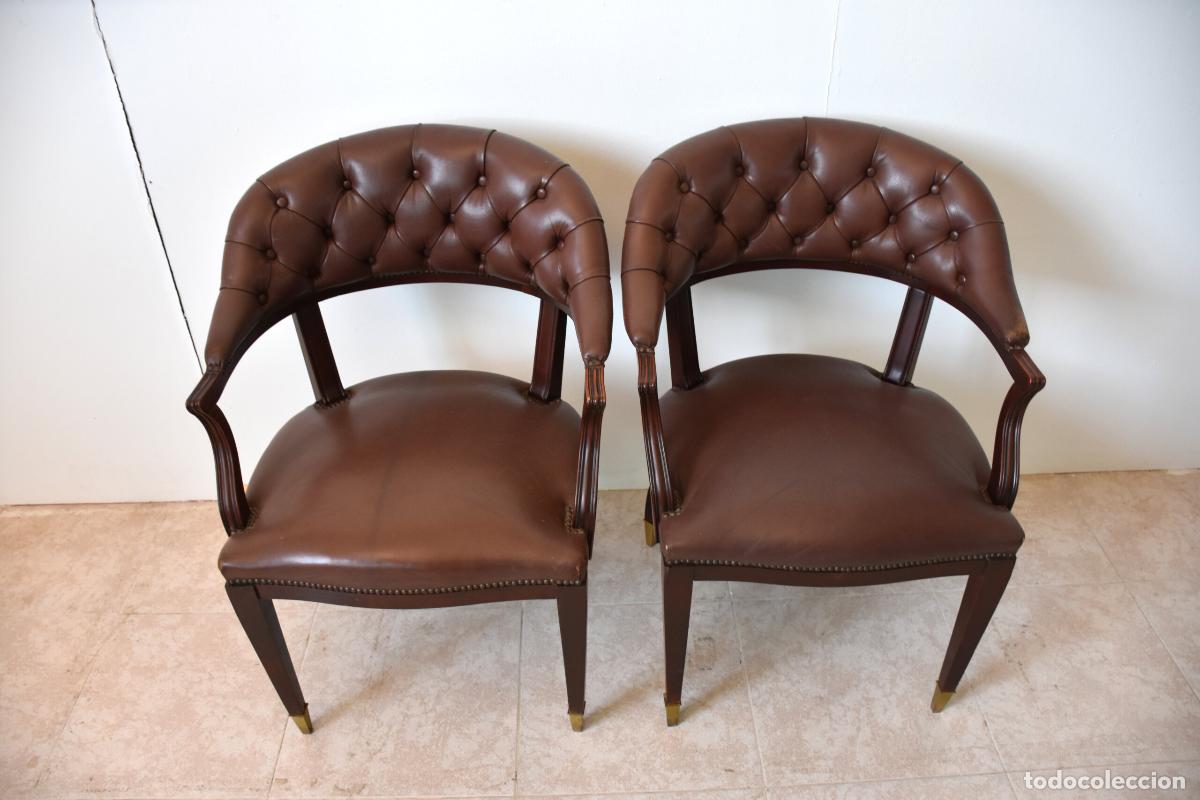 Antig&uuml;edades: Sillones ingleses capitone piel - Foto 2
