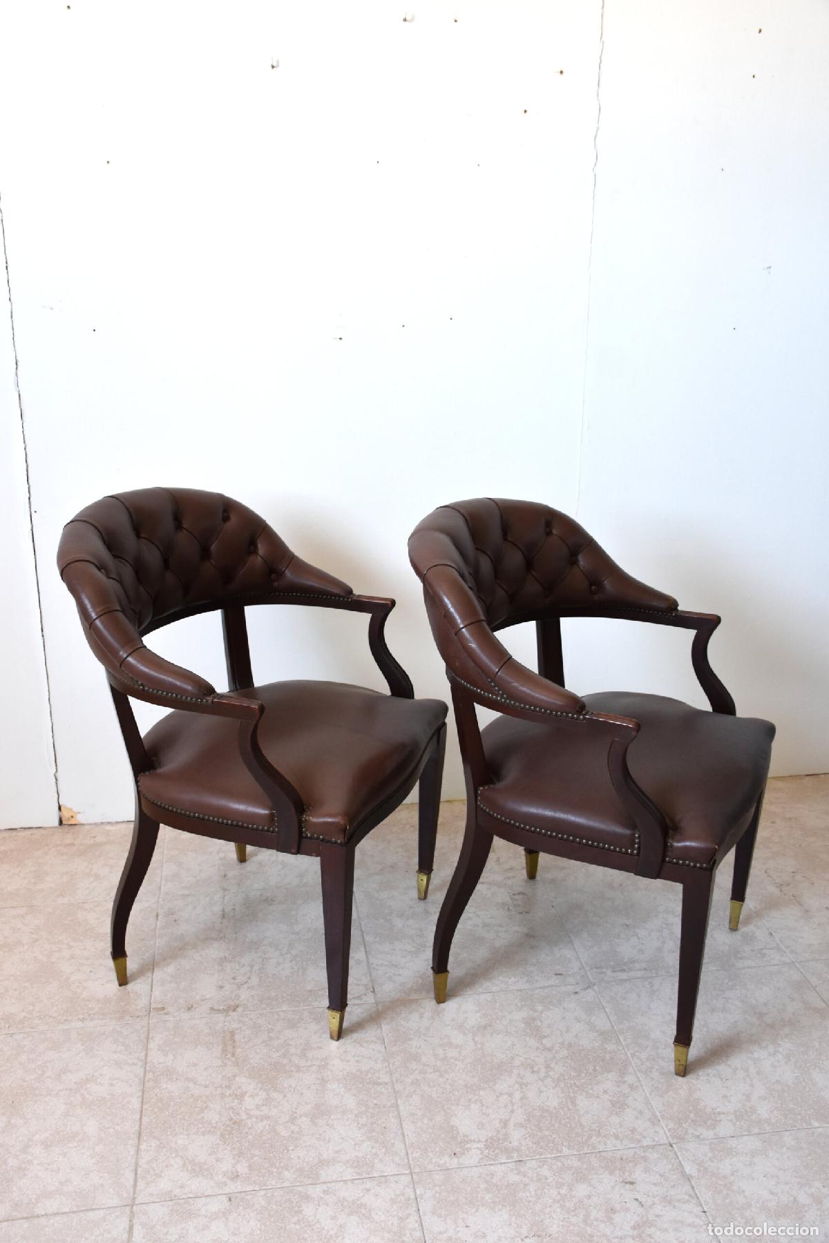 Antig&uuml;edades: Sillones ingleses capitone piel - Foto 3