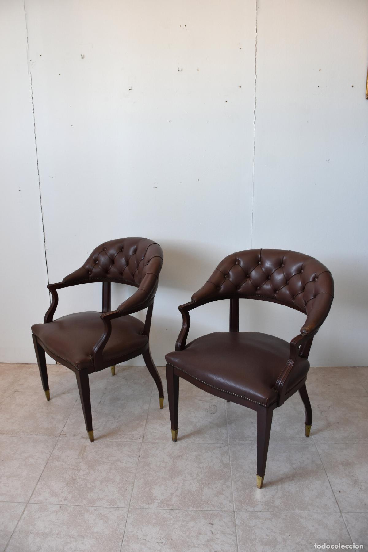 Antig&uuml;edades: Sillones ingleses capitone piel - Foto 4