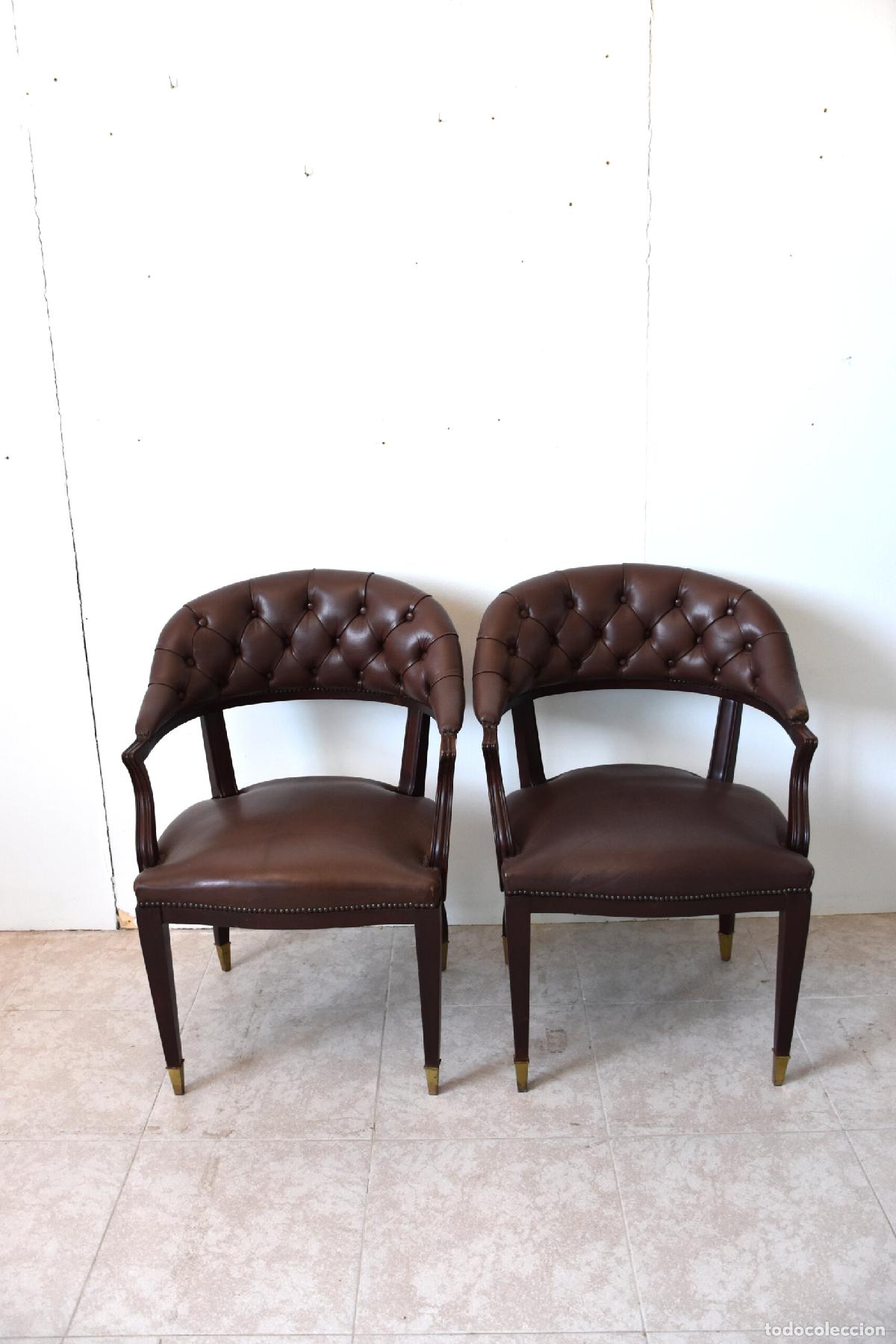 Antiques: Sillones ingleses capitone piel