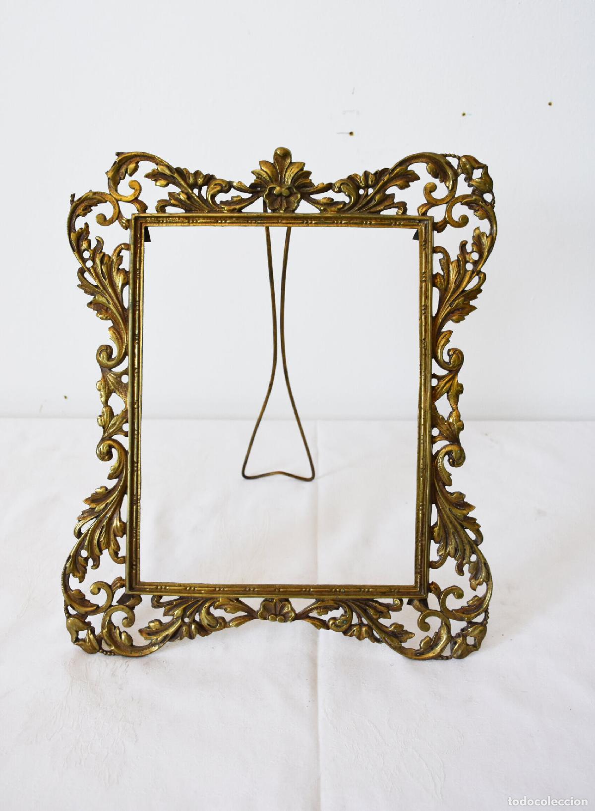 Antiques: Portafotos antiguo bronce dorado