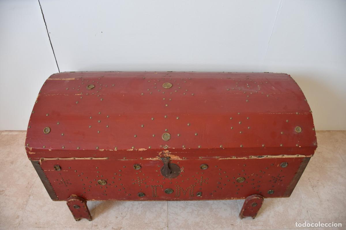 Antig&uuml;edades: Arcon antiguo rojo madera policromada - Foto 2