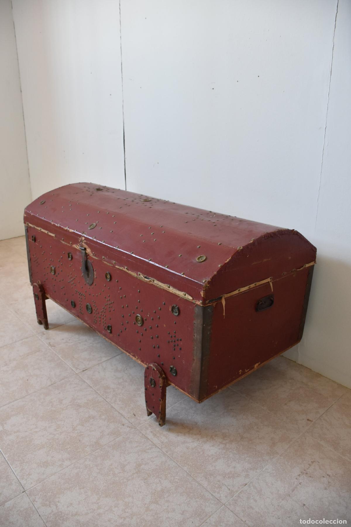Antig&uuml;edades: Arcon antiguo rojo madera policromada - Foto 6