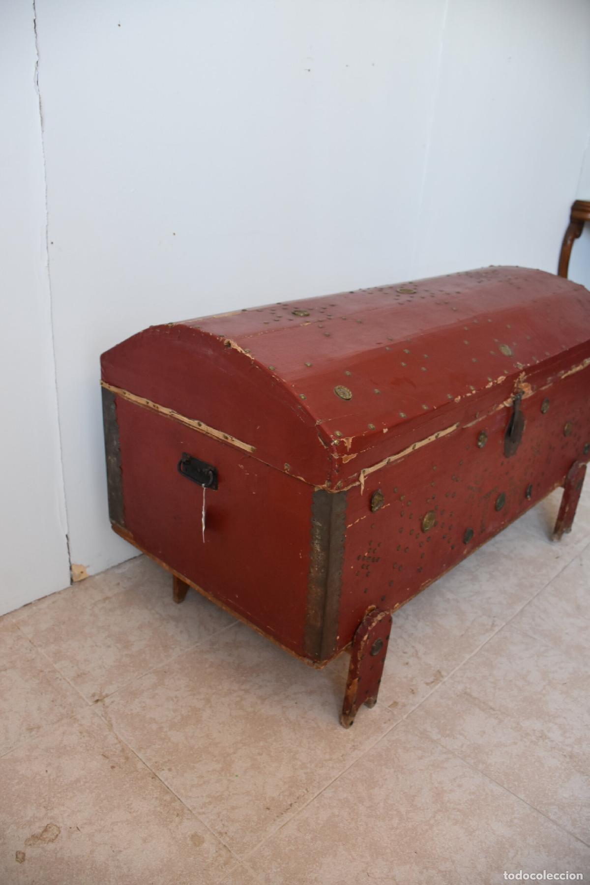 Antig&uuml;edades: Arcon antiguo rojo madera policromada - Foto 7