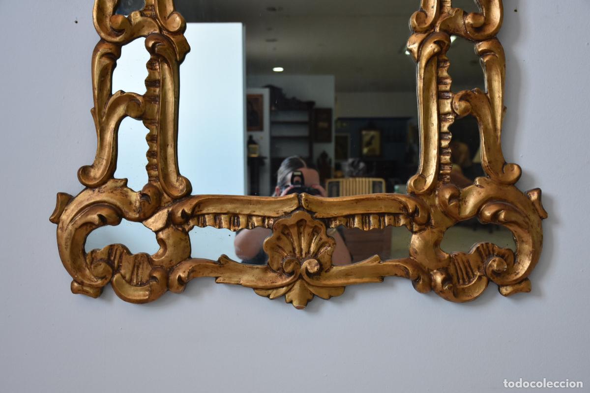 Antig&uuml;edades: Gran espejo antiguo madera tallada oro - Foto 4
