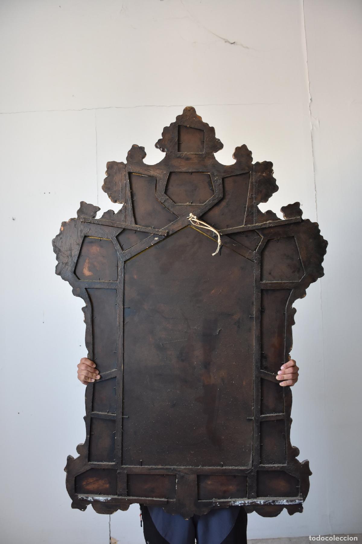 Antig&uuml;edades: Gran espejo antiguo madera tallada oro - Foto 6