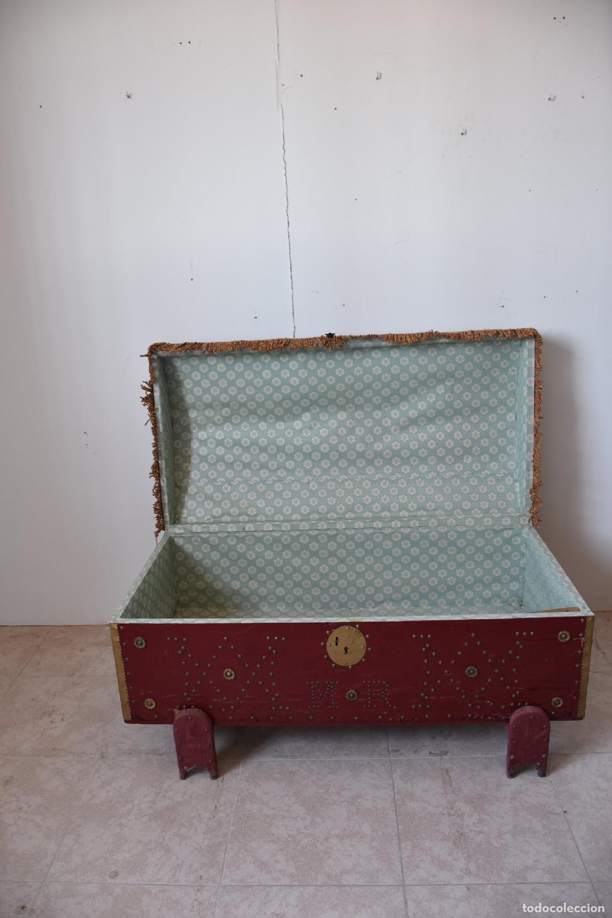Antig&uuml;edades: Baul antiguo rojo de madera policromada - Foto 4