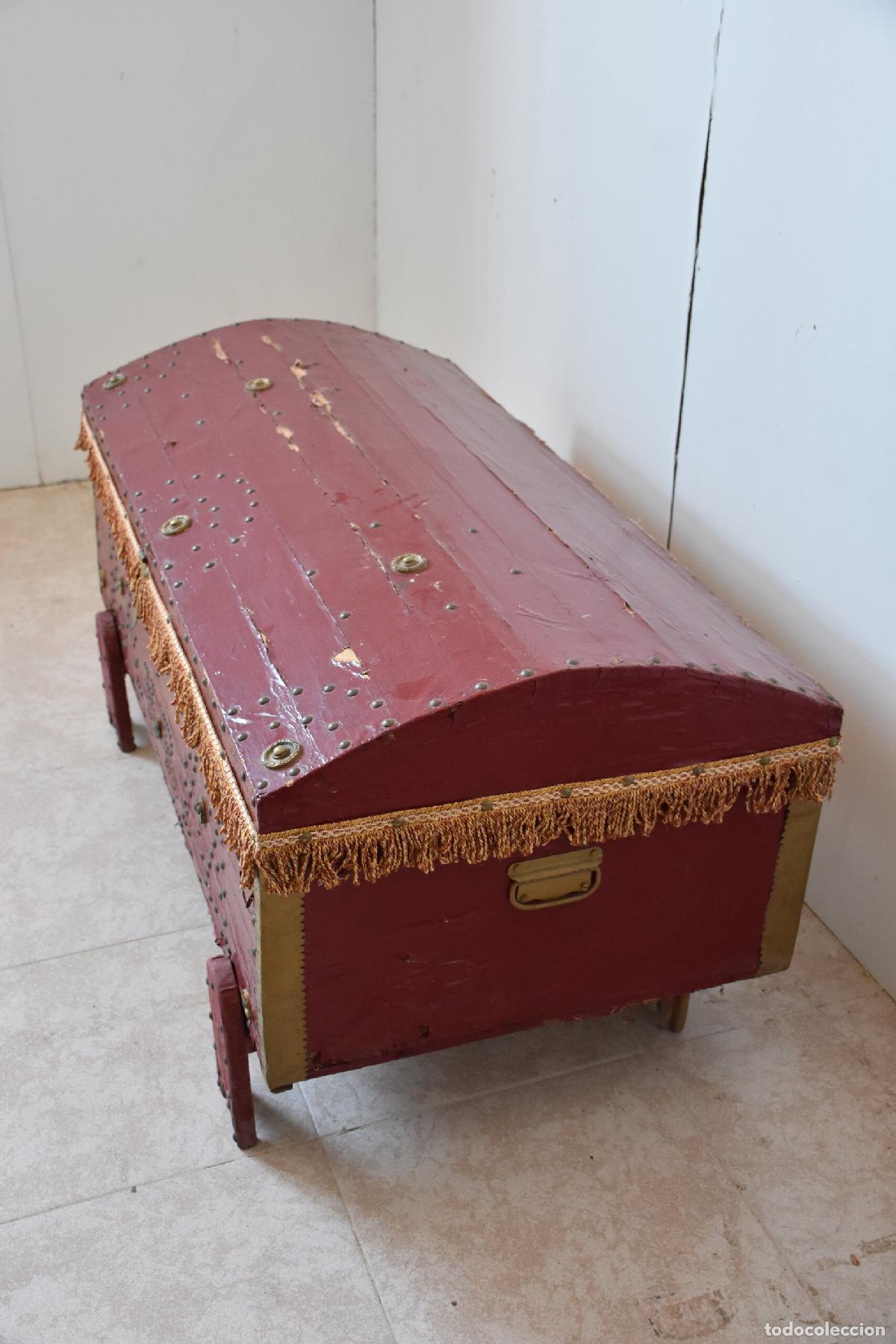 Antig&uuml;edades: Baul antiguo rojo de madera policromada - Foto 6