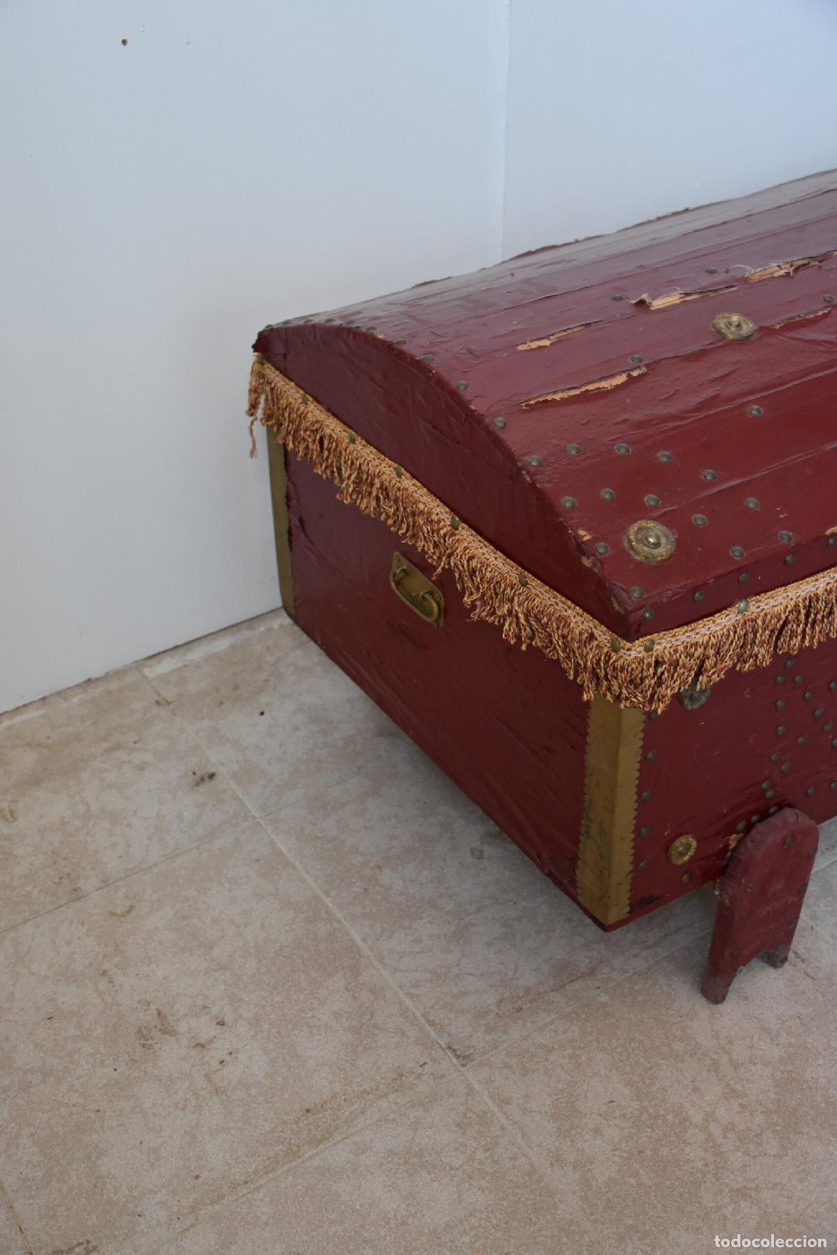 Antig&uuml;edades: Baul antiguo rojo de madera policromada - Foto 8