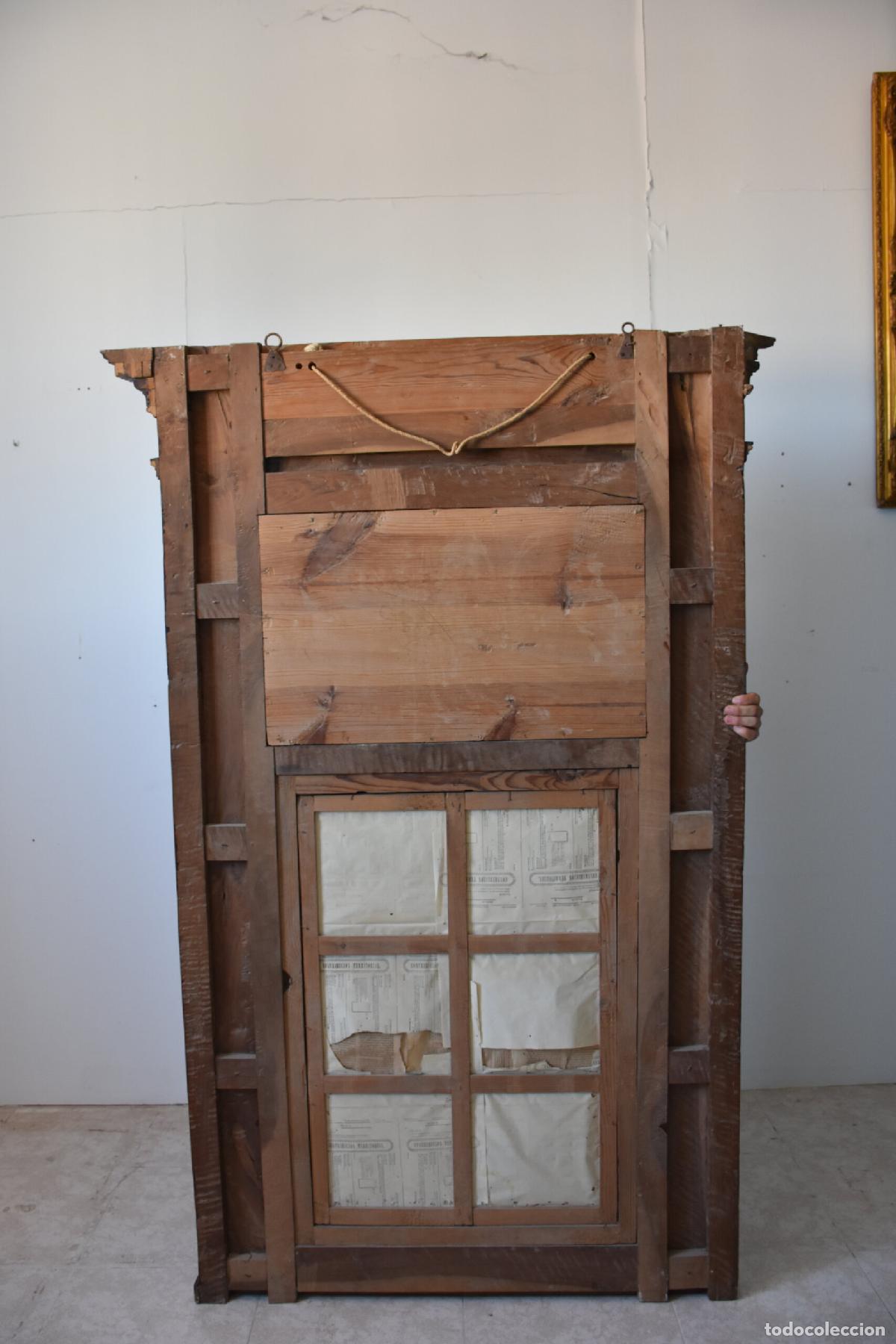 Antig&uuml;edades: Gran espejo de madera columnas acanaladas - Foto 7
