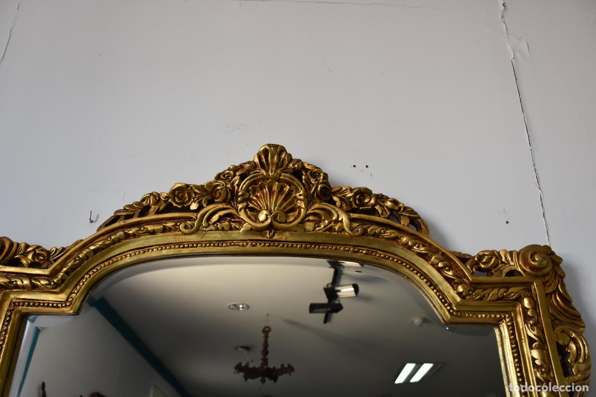Antig&uuml;edades: Gran espejo antiguo madera policromada oro - Foto 5