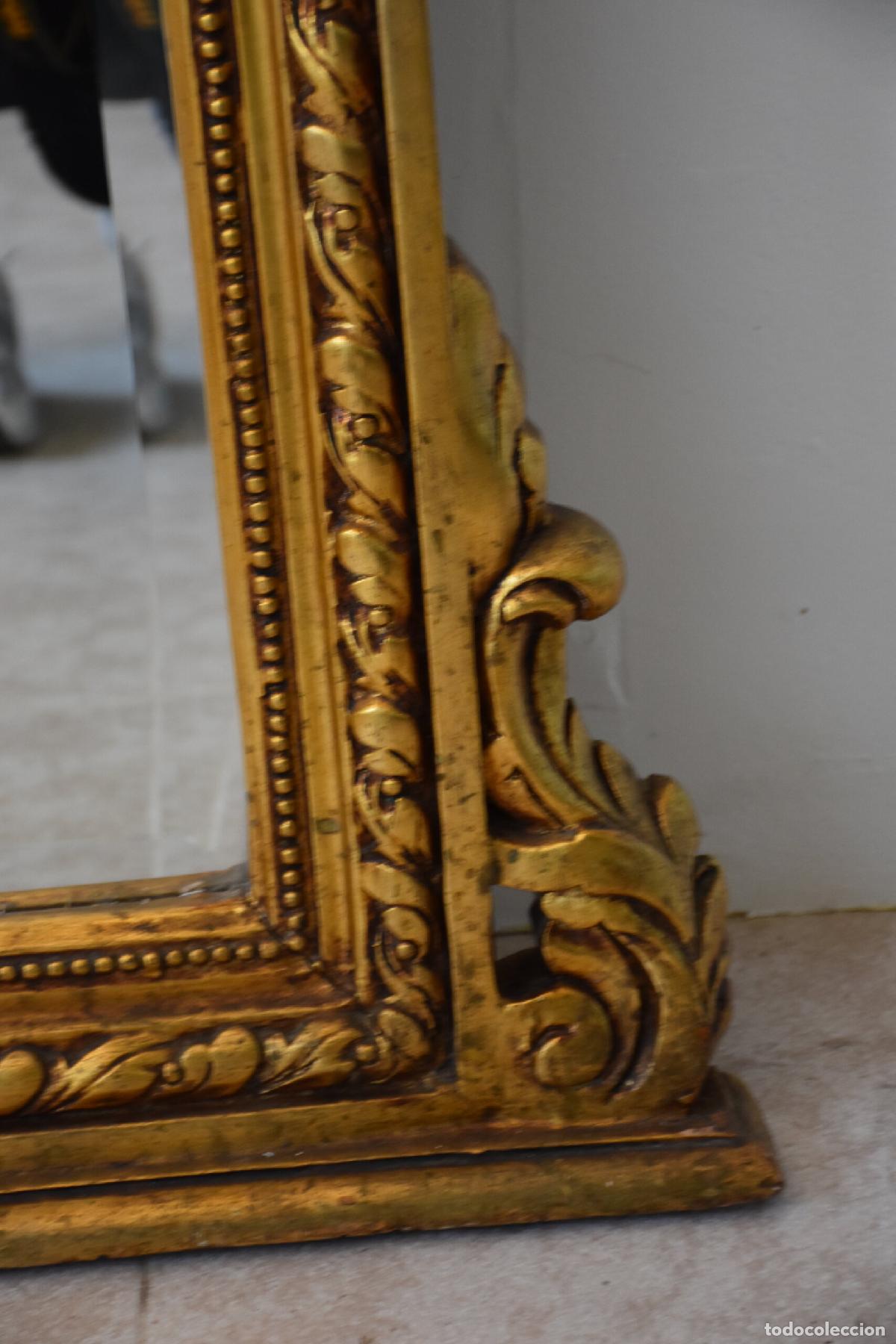 Antig&uuml;edades: Gran espejo antiguo madera policromada oro - Foto 7