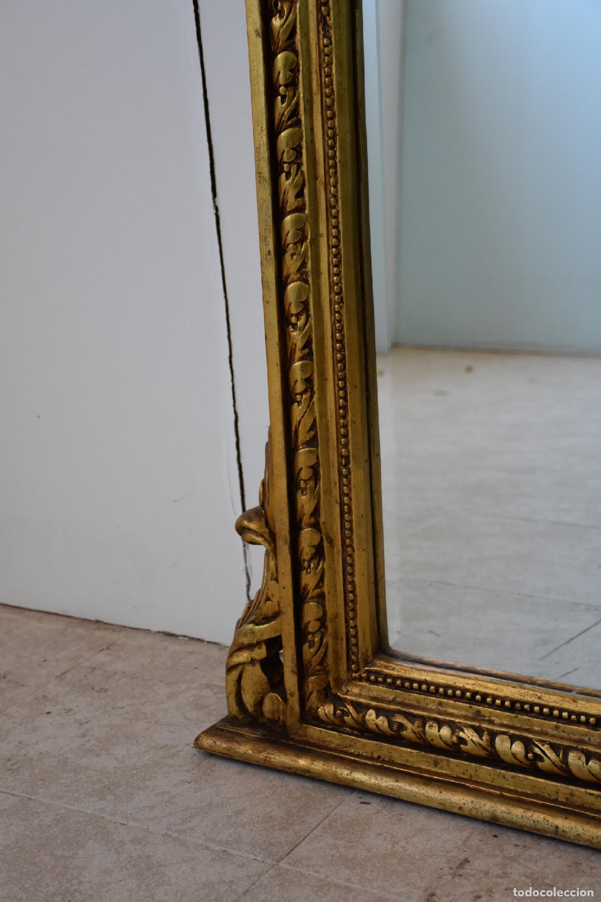 Antig&uuml;edades: Gran espejo antiguo madera policromada oro - Foto 8