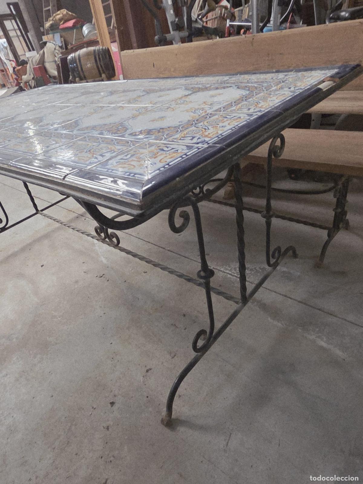 Antig&uuml;edades: Mesa de hierro y azulejos de ceramica - Foto 6
