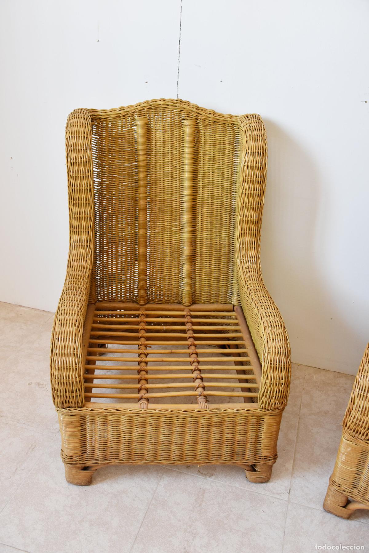 Antig&uuml;edades: Pareja de sillones de mimbre - Foto 2