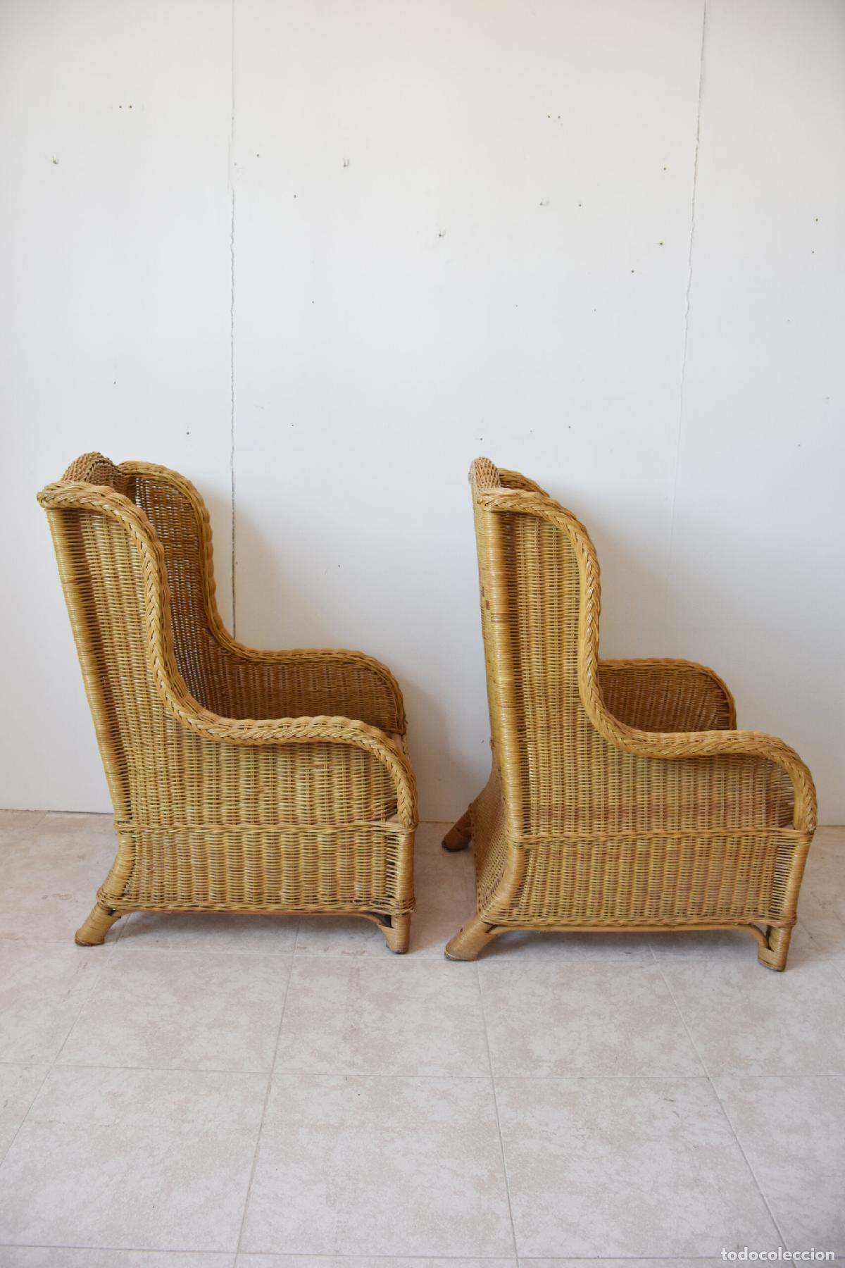 Antig&uuml;edades: Pareja de sillones de mimbre - Foto 3