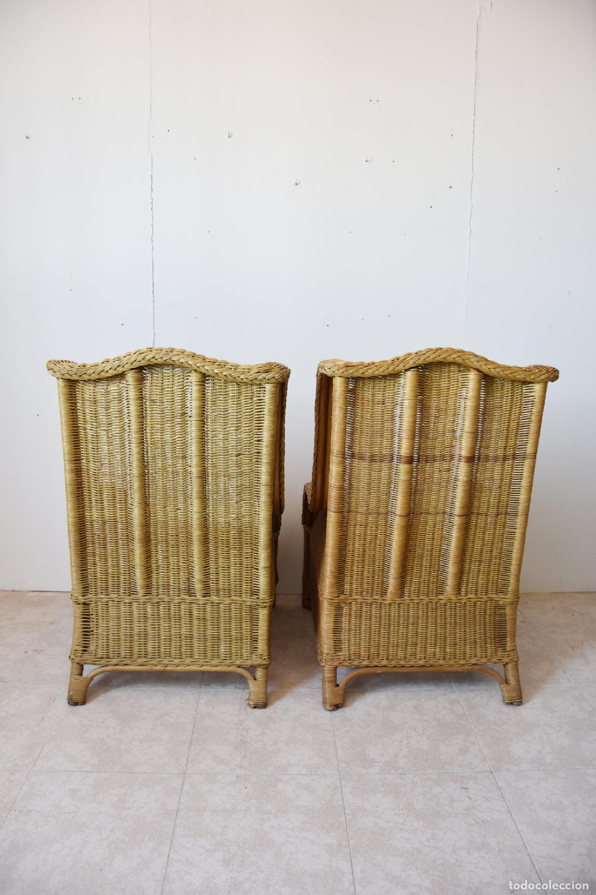 Antig&uuml;edades: Pareja de sillones de mimbre - Foto 4