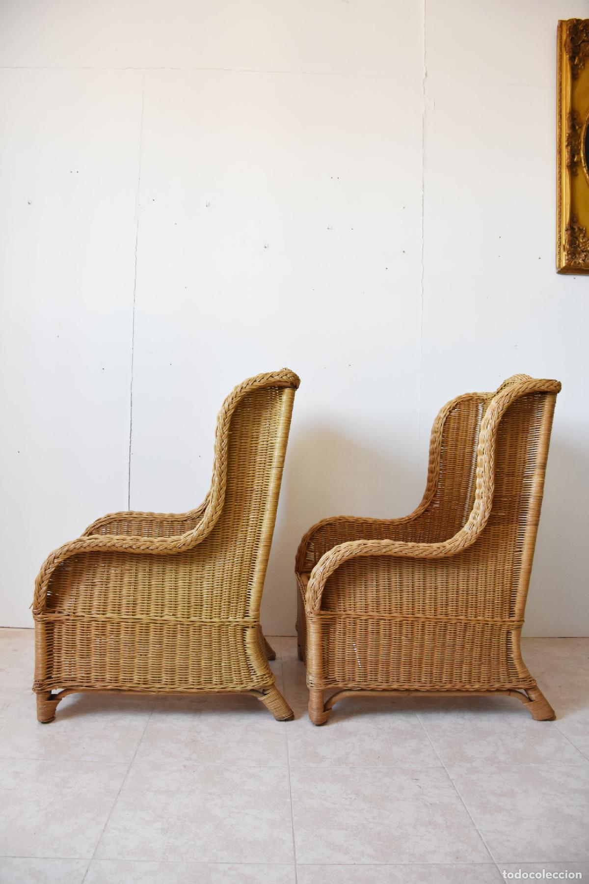 Antig&uuml;edades: Pareja de sillones de mimbre - Foto 5