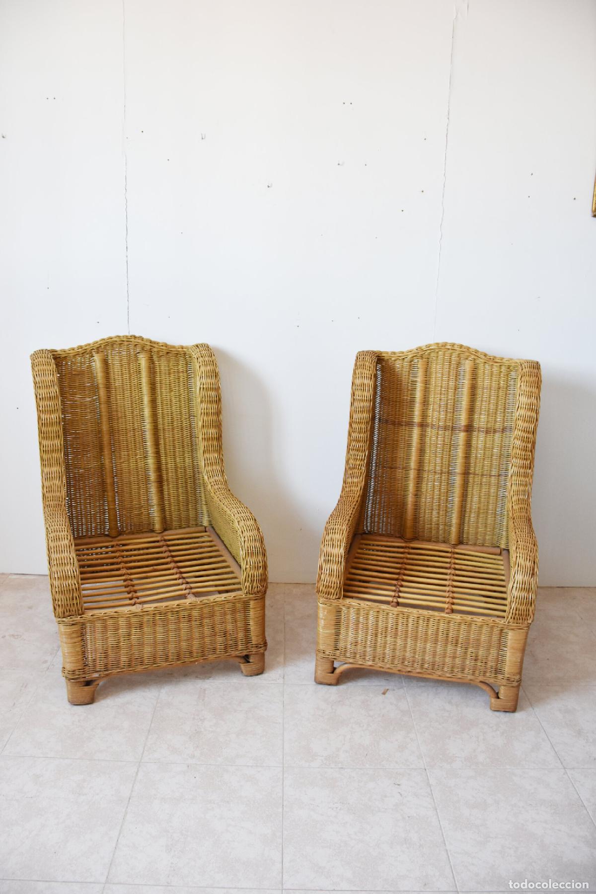 Antiquit&eacute;s: Pareja de sillones de mimbre