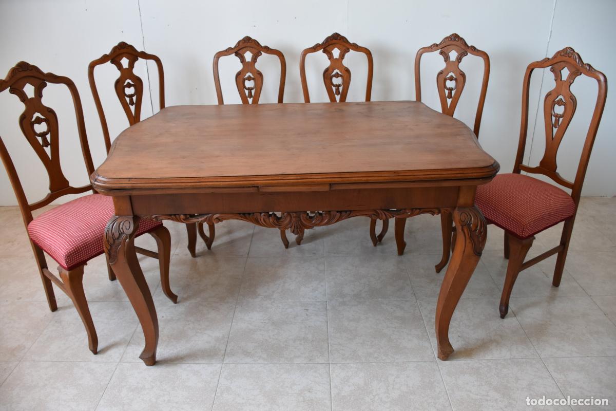 Antig&uuml;edades: Conjunto comedor Isabelino con mesa extensible - Foto 6