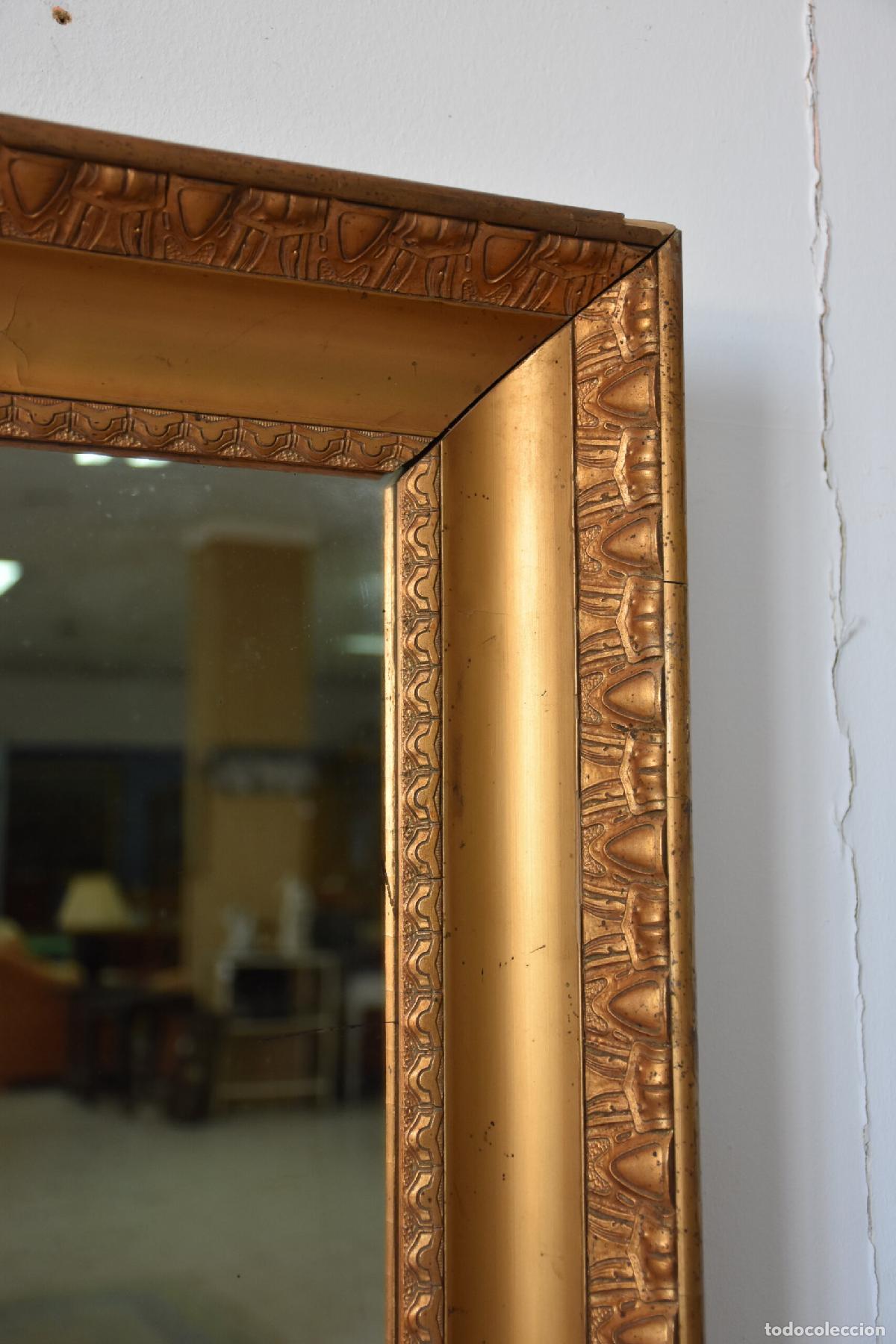 Antig&uuml;edades: Espejo antiguo rectangular con marco dorado - Foto 4