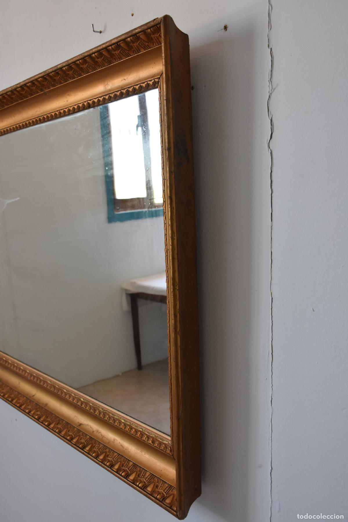 Antig&uuml;edades: Espejo antiguo rectangular con marco dorado - Foto 5