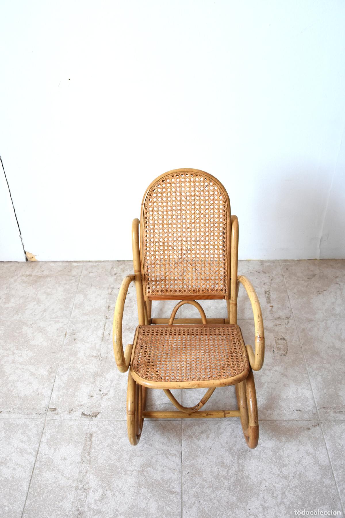 Antig&uuml;edades: Mecedora de bambu y rejilla estilo Thonet - Foto 2