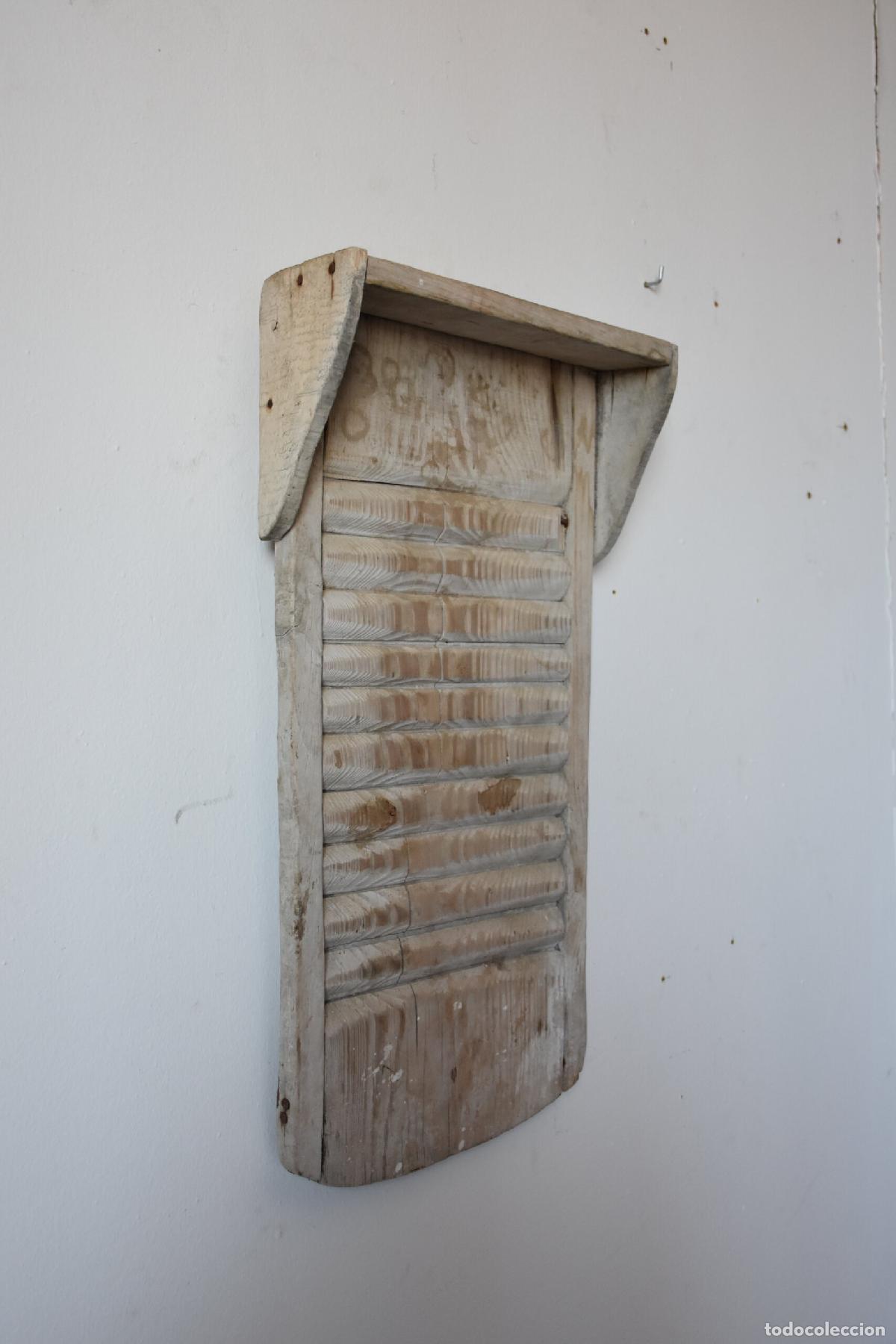 Antig&uuml;edades: Antigua tabla de lavar de madera rustica - Foto 3