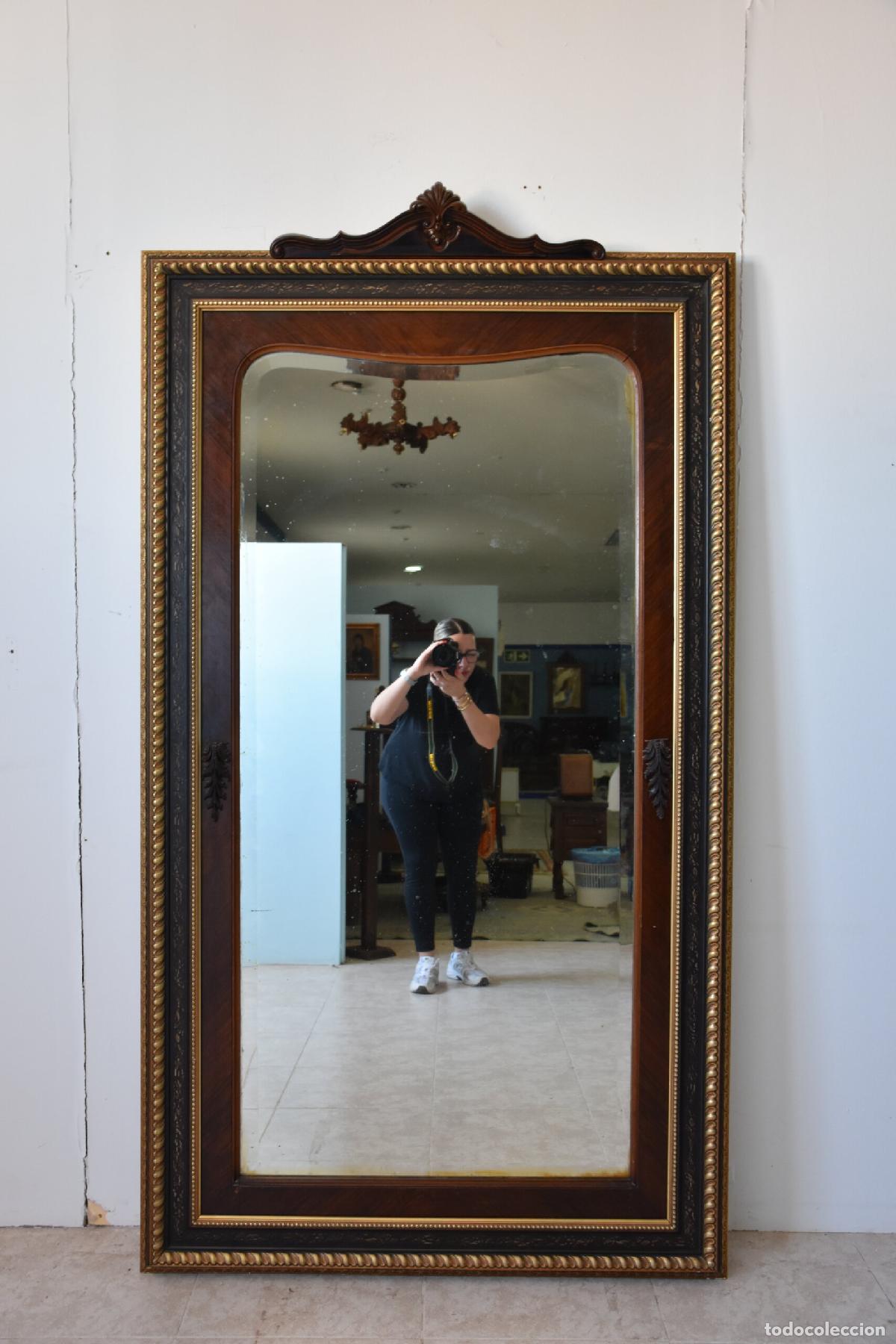 Antig&uuml;edades: Gran espejo madera marco dorado