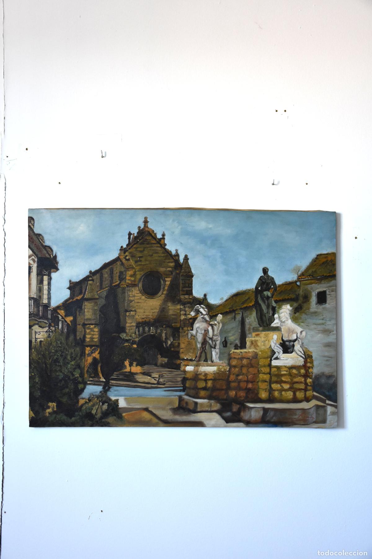 Antig&uuml;edades: Pintura oleo Plaza de Santa Marina y Monumento a Manolete