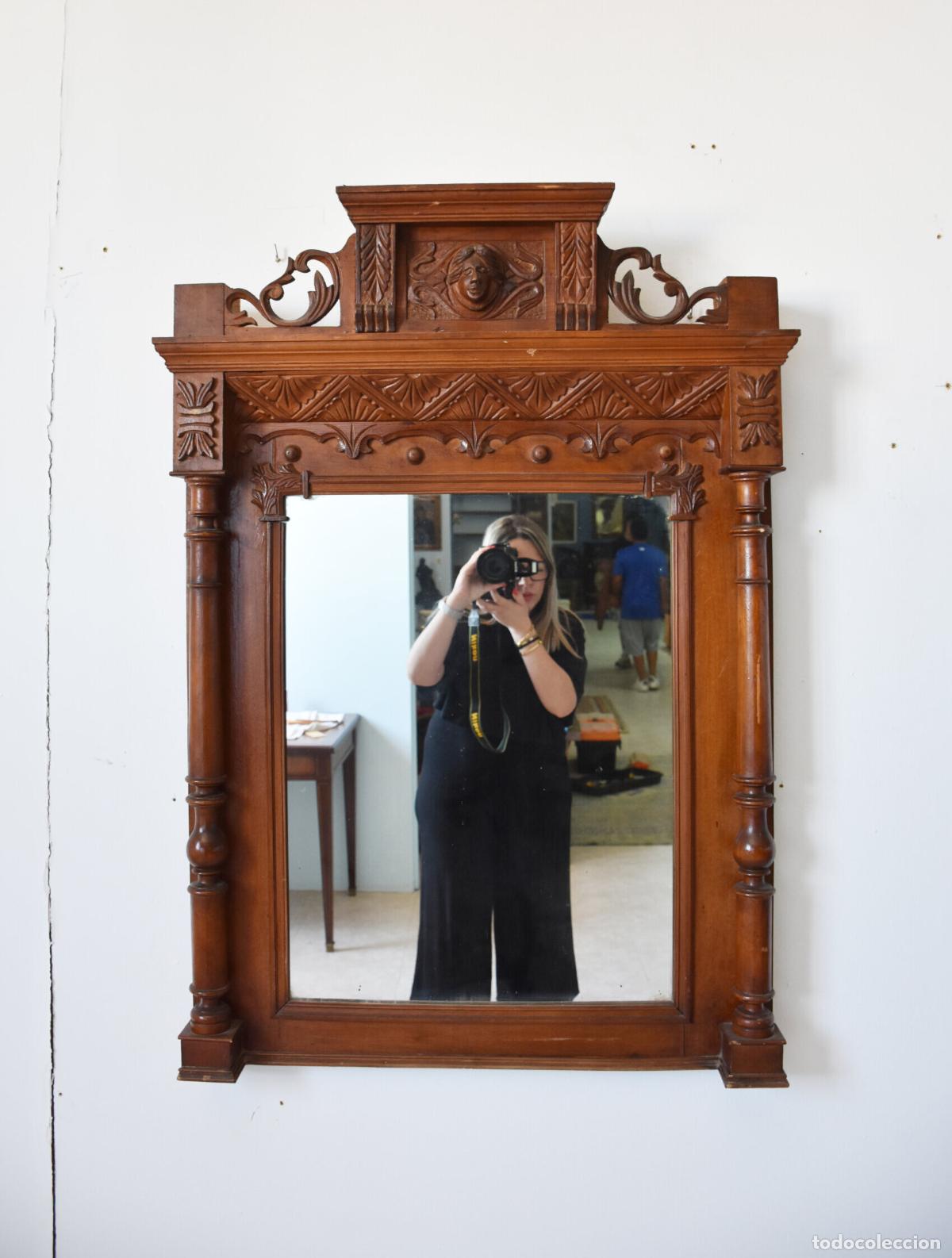Antiques: Espejo Isabelino madera columnas y mascaron